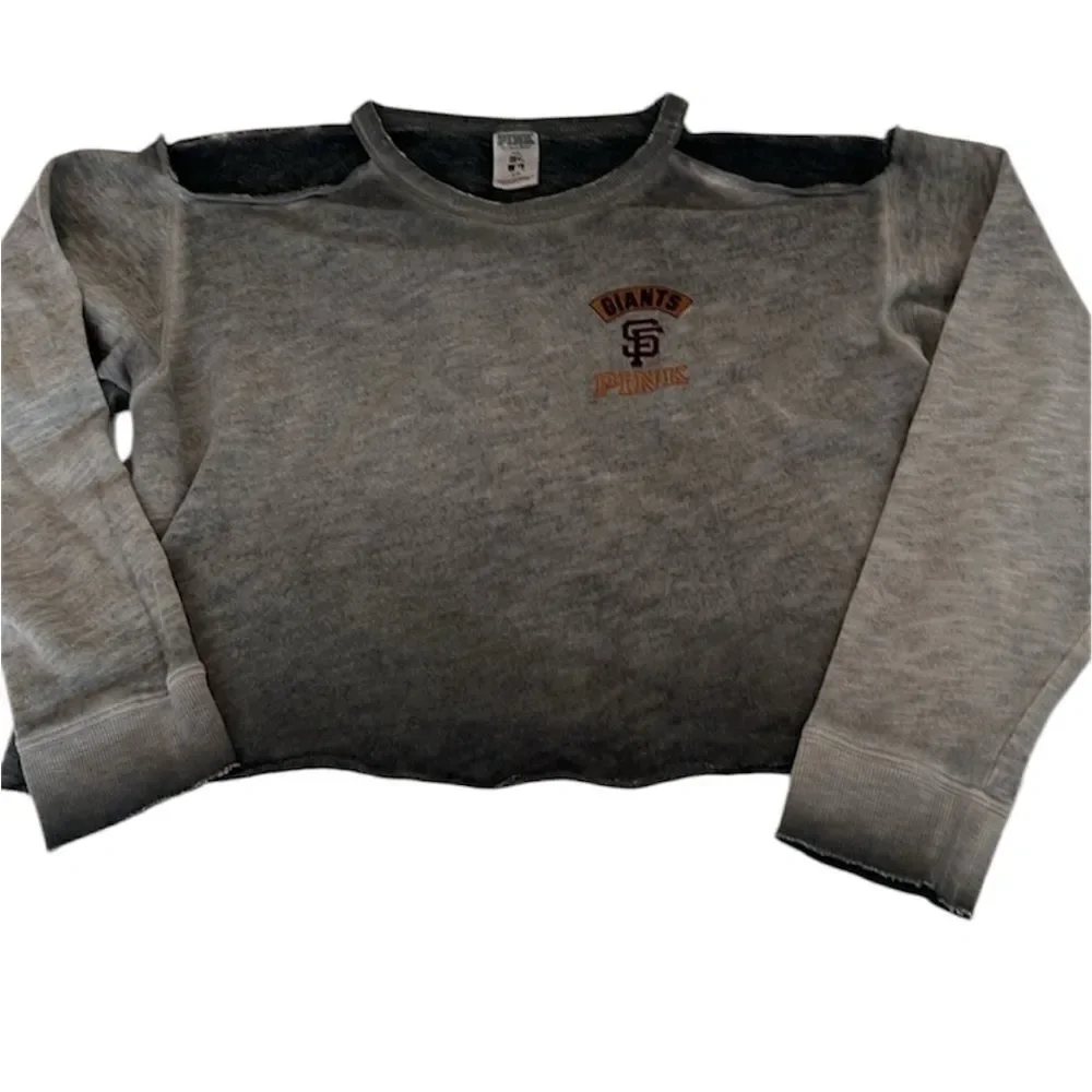 Victorias Secret SF giants szM distressed cropped cold shoulder sweatshirt EUC